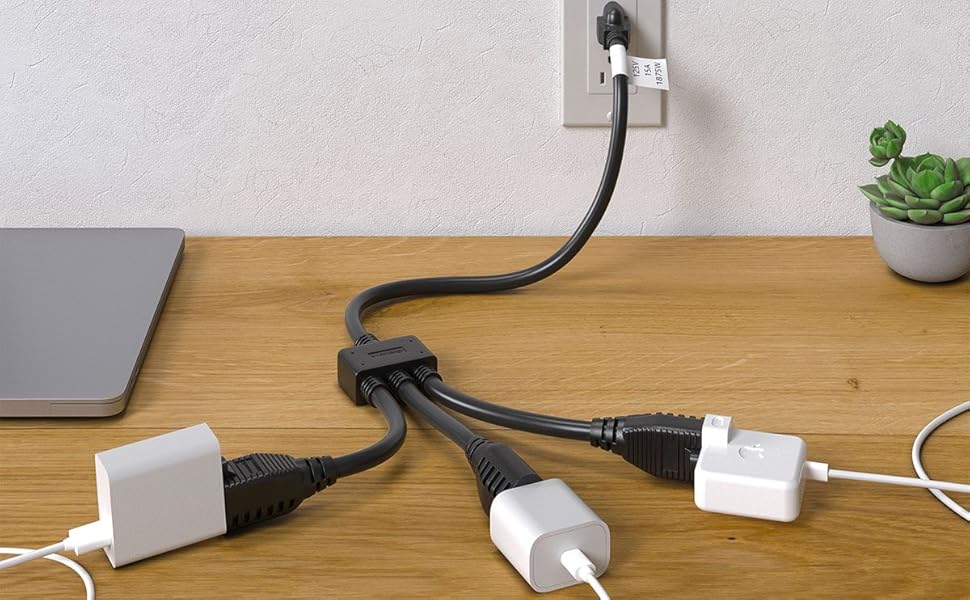 1 x NEMA 5-15P to 3 x NEMA 5-15R Power Extension Cord Splitter Cable 14 AWG