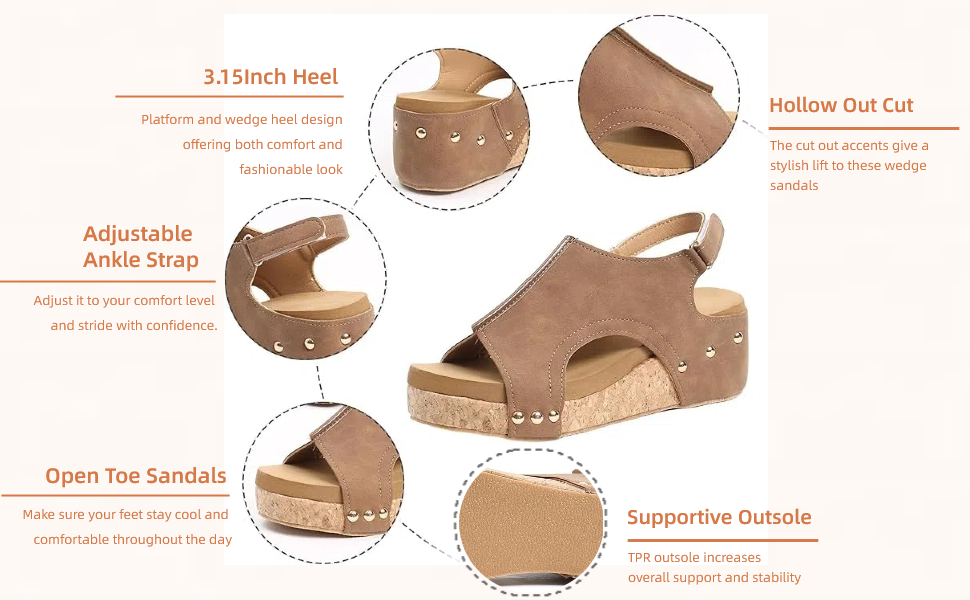 Women's Platform Wedge Sandals, Comfortable Open-Toe Casual & Dressy Summer Shoes