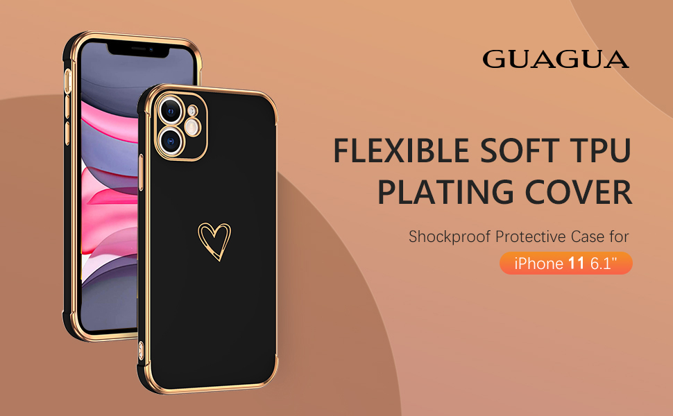 GUAGUA Case for iPhone 11, iPhone 11 Cases Cute Heart Pattern Soft TPU