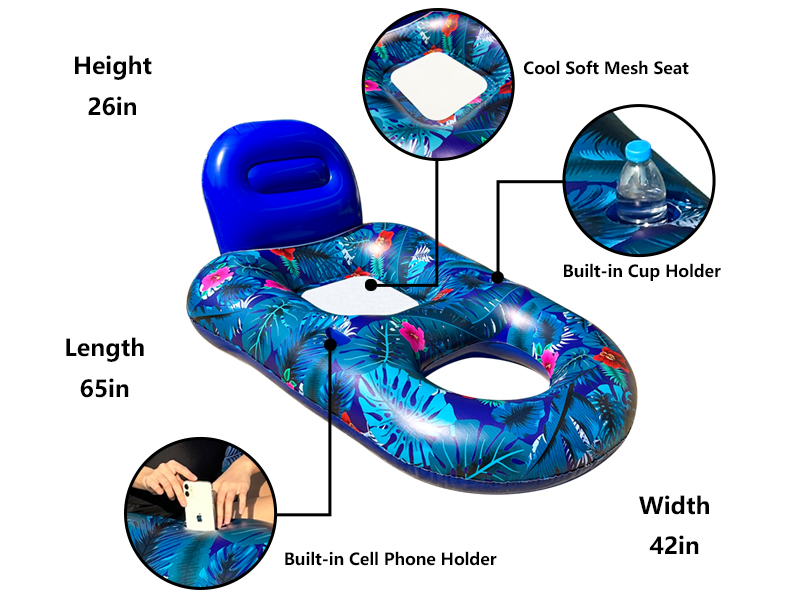 FindUWill Large Pool Lounger Floats 2Pack 65'' X 42