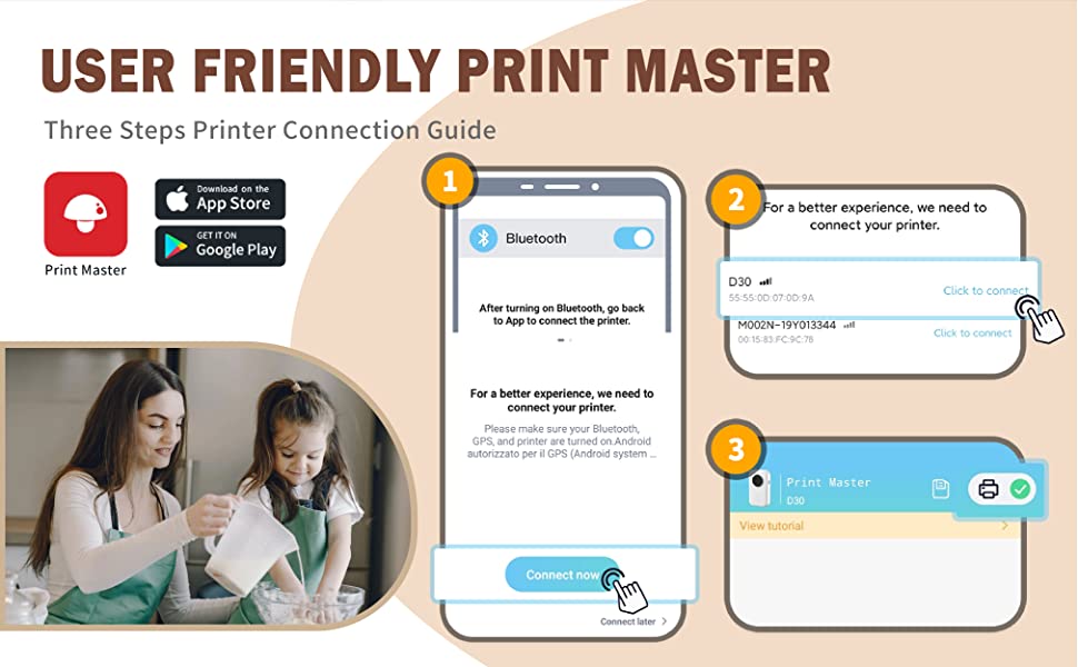 Phomemo D30 Mini Bluetooth Label Maker, Thermal Label Maker Machine