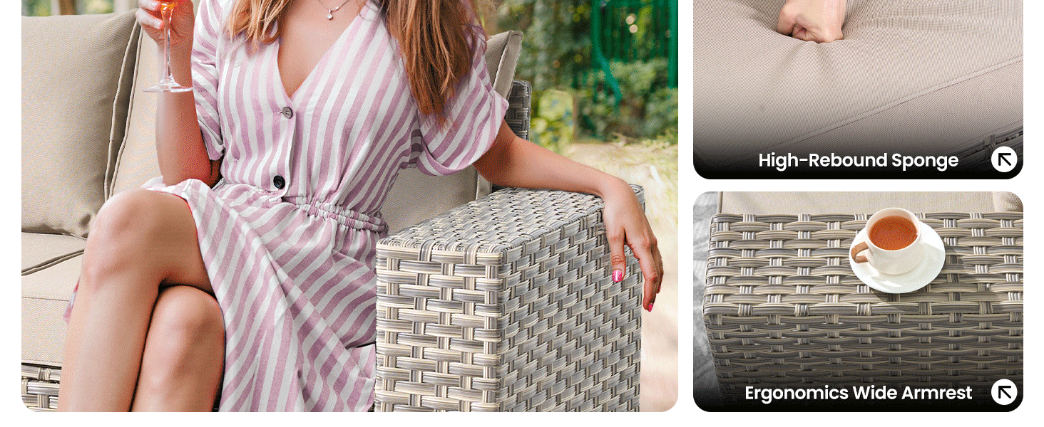 patio outdoor furniture set  rattan sofa porch modern comfy