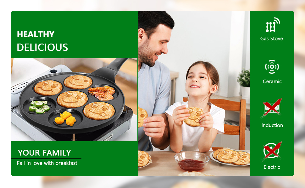 KRETAELY Nonstick Pancake Pan Pancake Griddle With 7mold