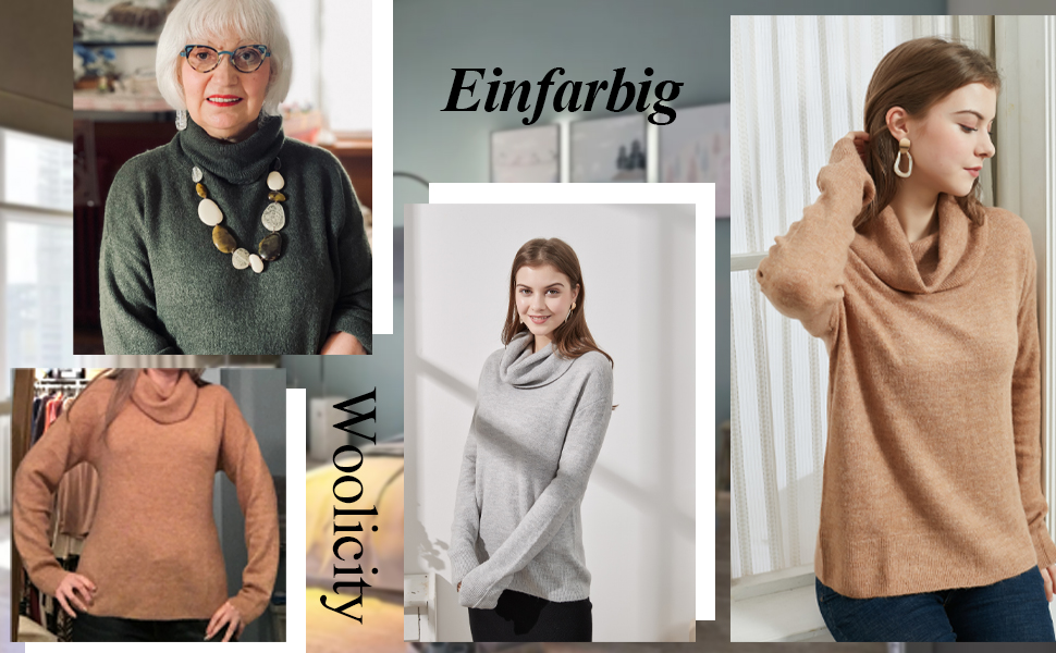 Damen Rollkragen Strickpullover