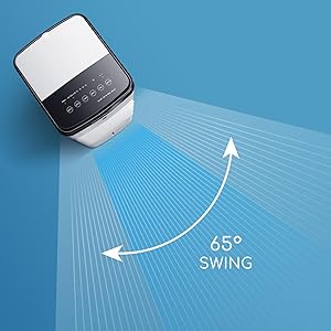 Aigostar Klimagerät Mobil Ohne Abluftschlauch, 60W Luftkühler Mit Wasserkühlung 3,5L Wassertank, 65° Oszillation, 1-12H Timer, Mit Fernbedienung & 2 Kühlakkus, 3Modi Verdunstungskühler Air Cooler 16 Weitwinkelschwingung