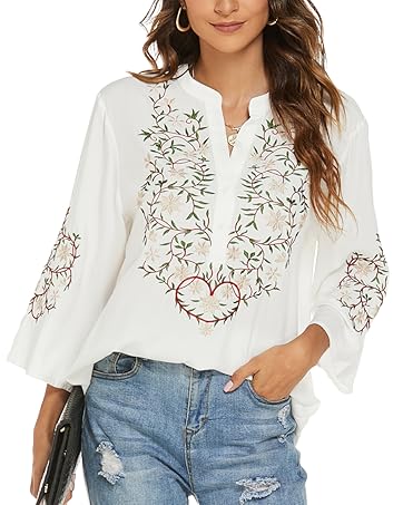 Women Mexican Embroidered Shirt for Women