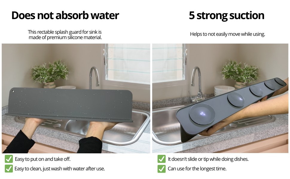 Sink Splash Guard Silicone Water Splash Guard for Kitchen and Bathtub (Premium