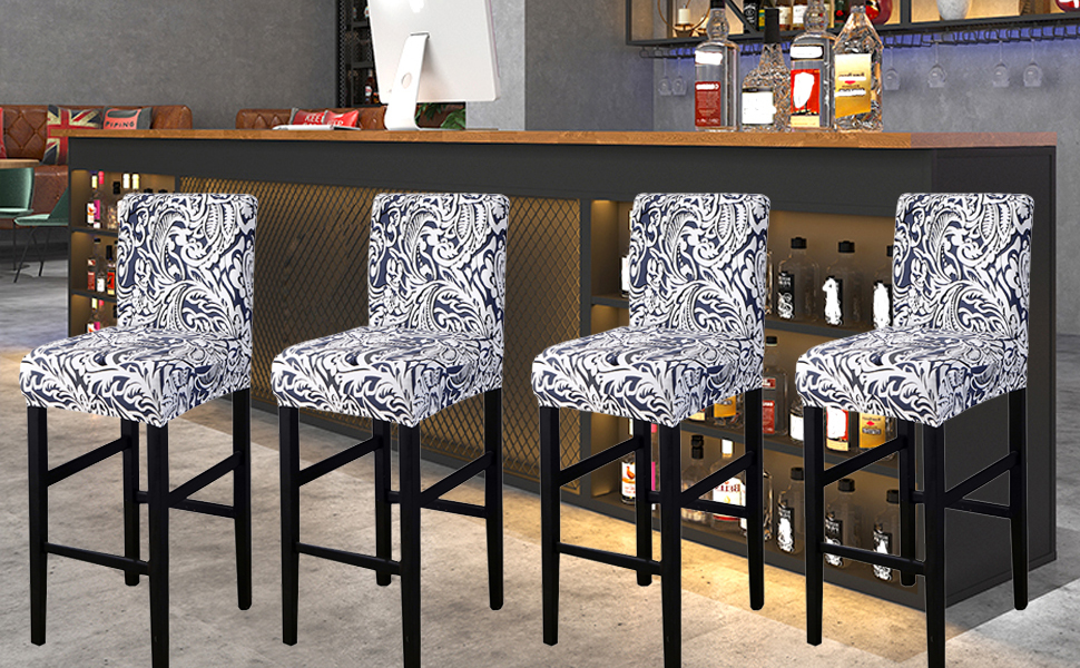 Bar Stool Covers,4 Pack Stretch Bar Stool Covers with Backs