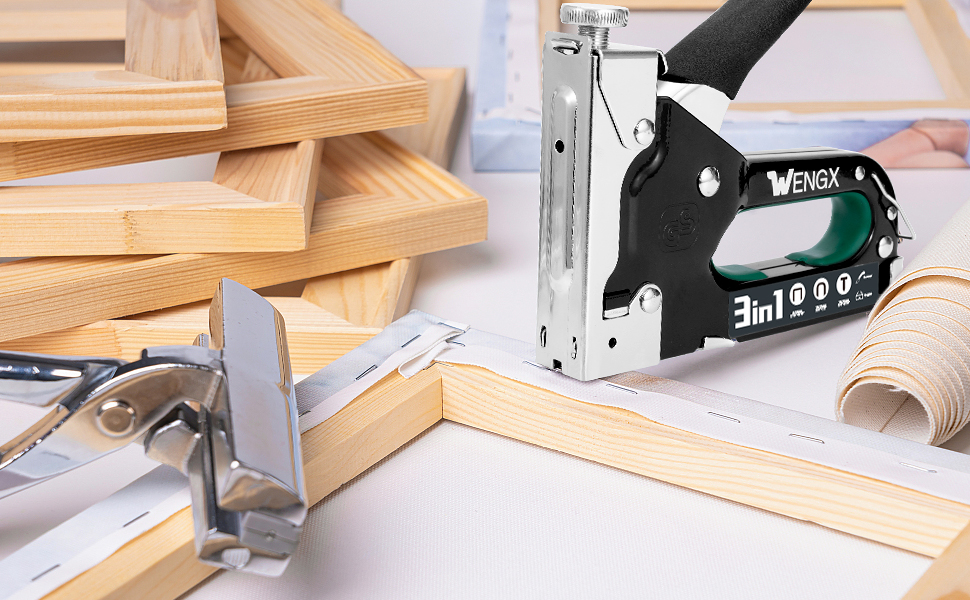 Upholstery Staple Gun with 3000 Staples and 1 Remover,3 in 1 Stapler