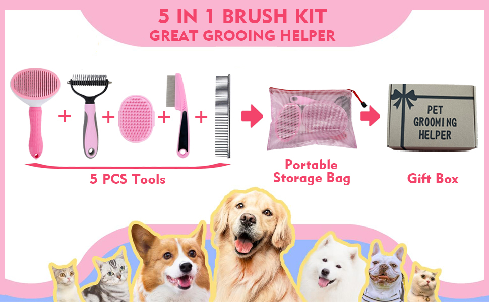 Pink 5 in 1 brush kit a+7