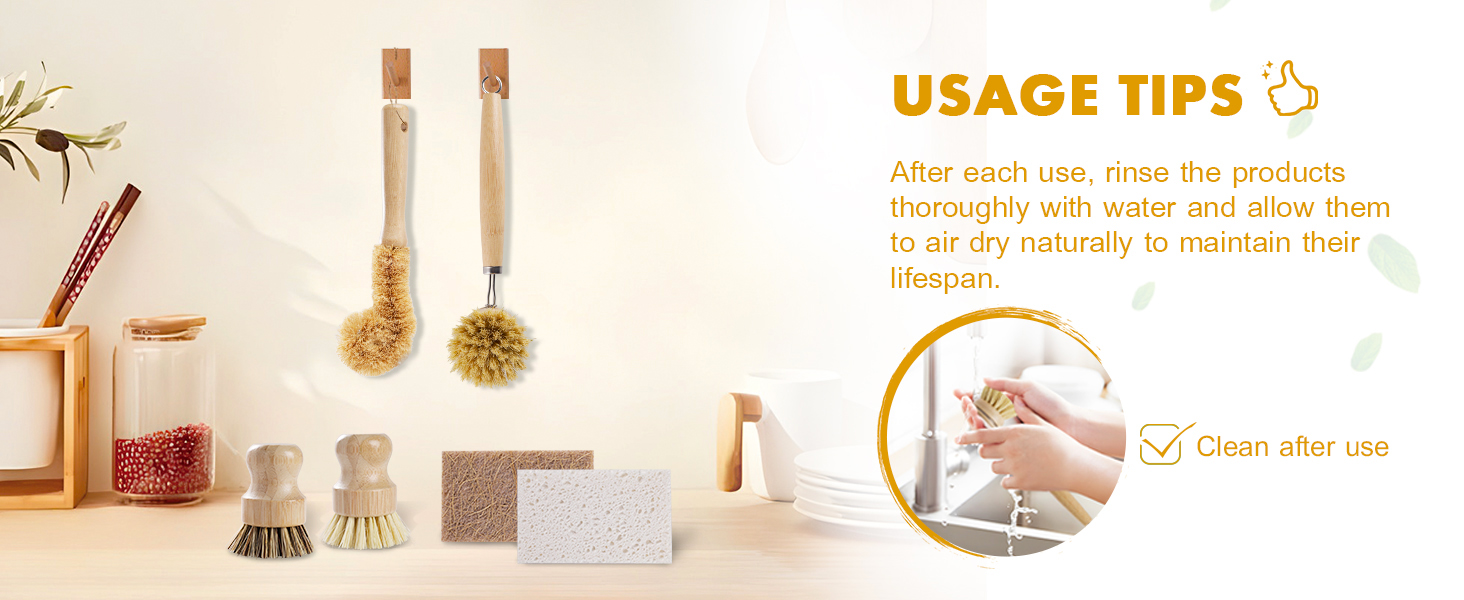Bamboo dish brush set