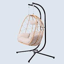 Thickened Daily Waterproof Soft Cushion Hanging Egg Chair with Stand