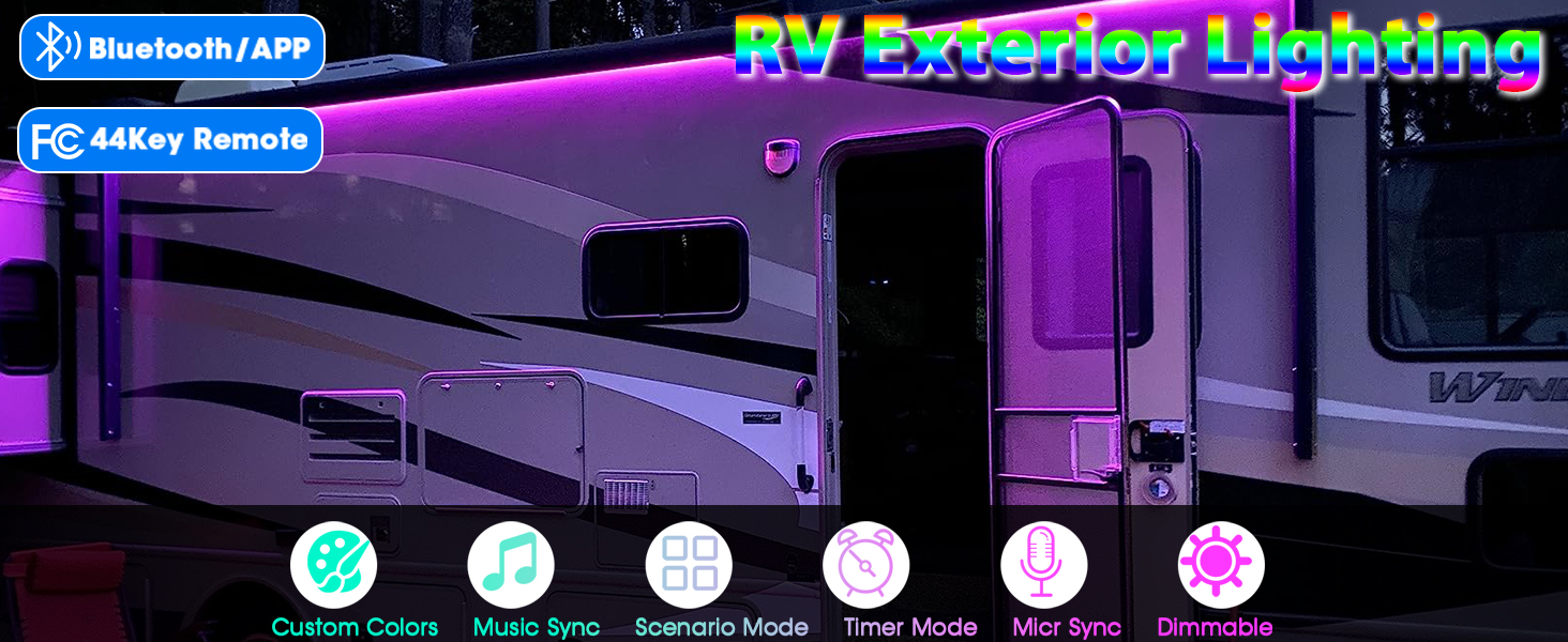 Yeenoon RV Awning Lights, 12V 50FT RGB RV Camping Awning