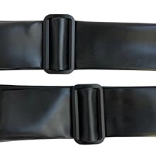 Two black slider buckles on the band. 