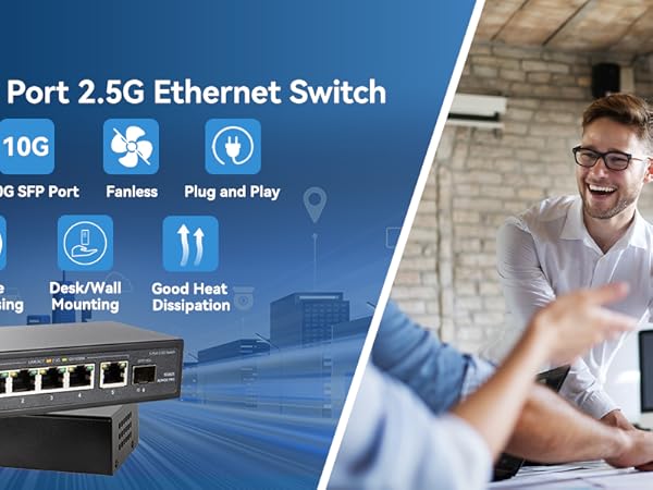 Amazon.com: 6 Port 2.5Gb Unmanaged Ethernet Switch with 5