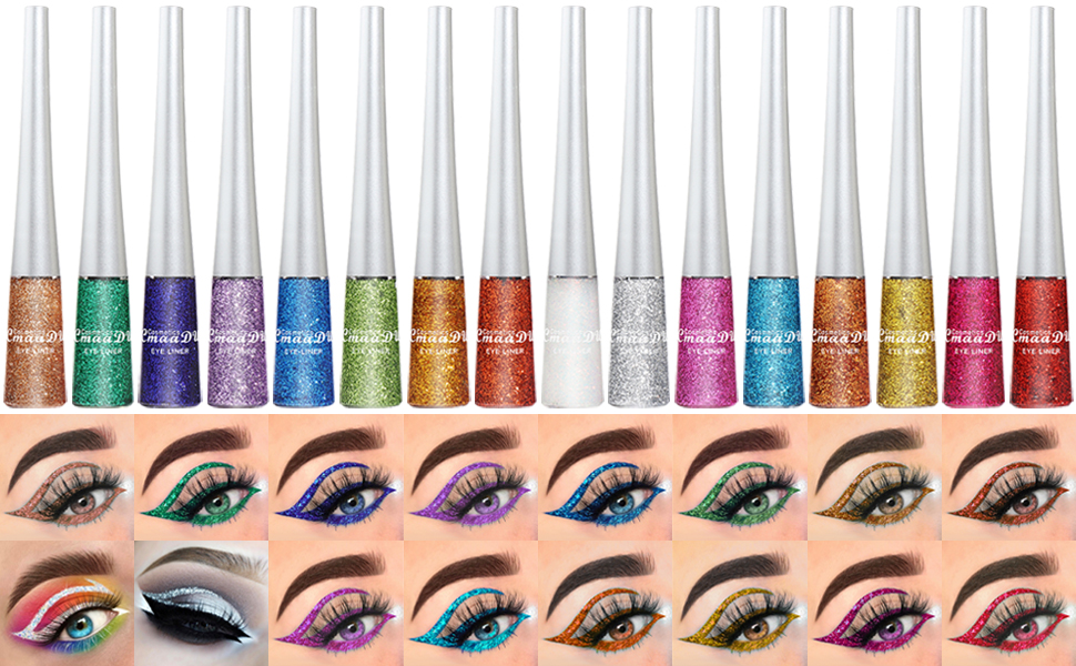 16 Color Glitter Eyeliner Liquid Set