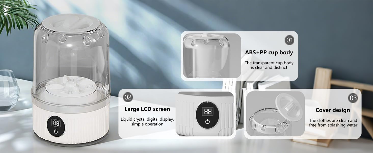 Underwear Washer, Mini Portable Washing Machine, Rechargeable Cordless Washing-Machine for Travel, Apartment, Dorm, RV, Hotel 18 small portable washing machine