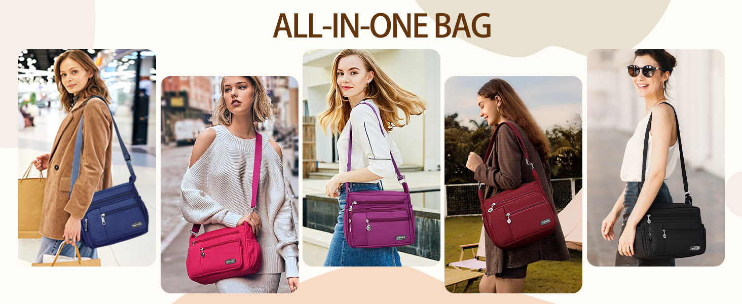 Women Crossbody Purse Roomy Multiple Pockets Bag Ladies Shoulder Handbag Fashion Travel Satchel