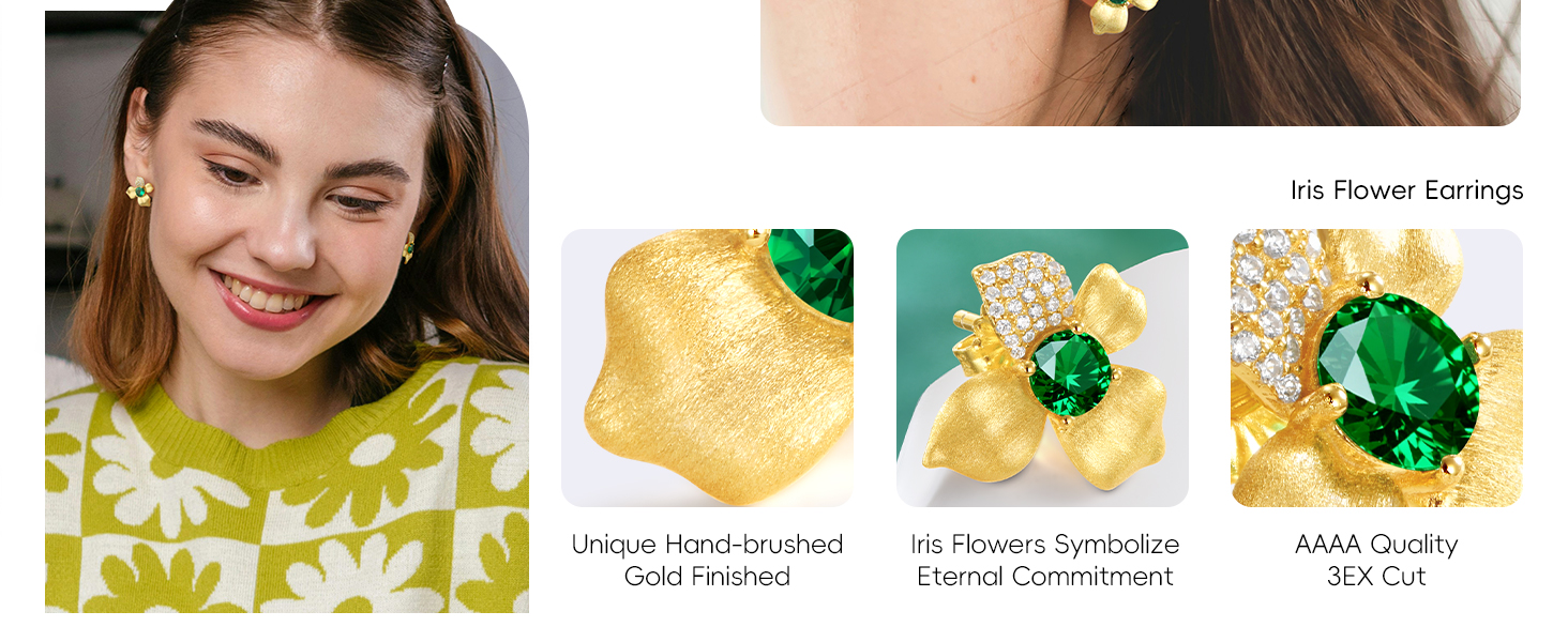 Emerald Earrings with Hairline Detailing