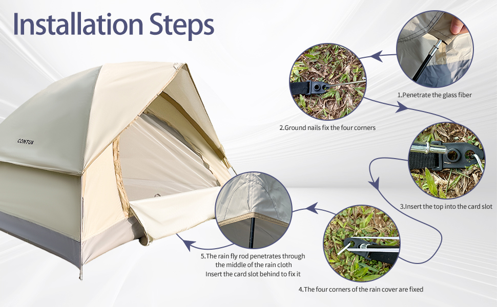 The steps to set up the tent are simple and easy to follow!