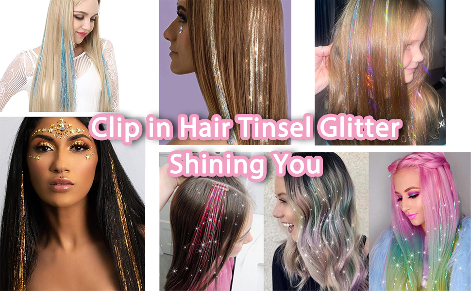 Sparkling Shiny Tinsel Hair Extensions