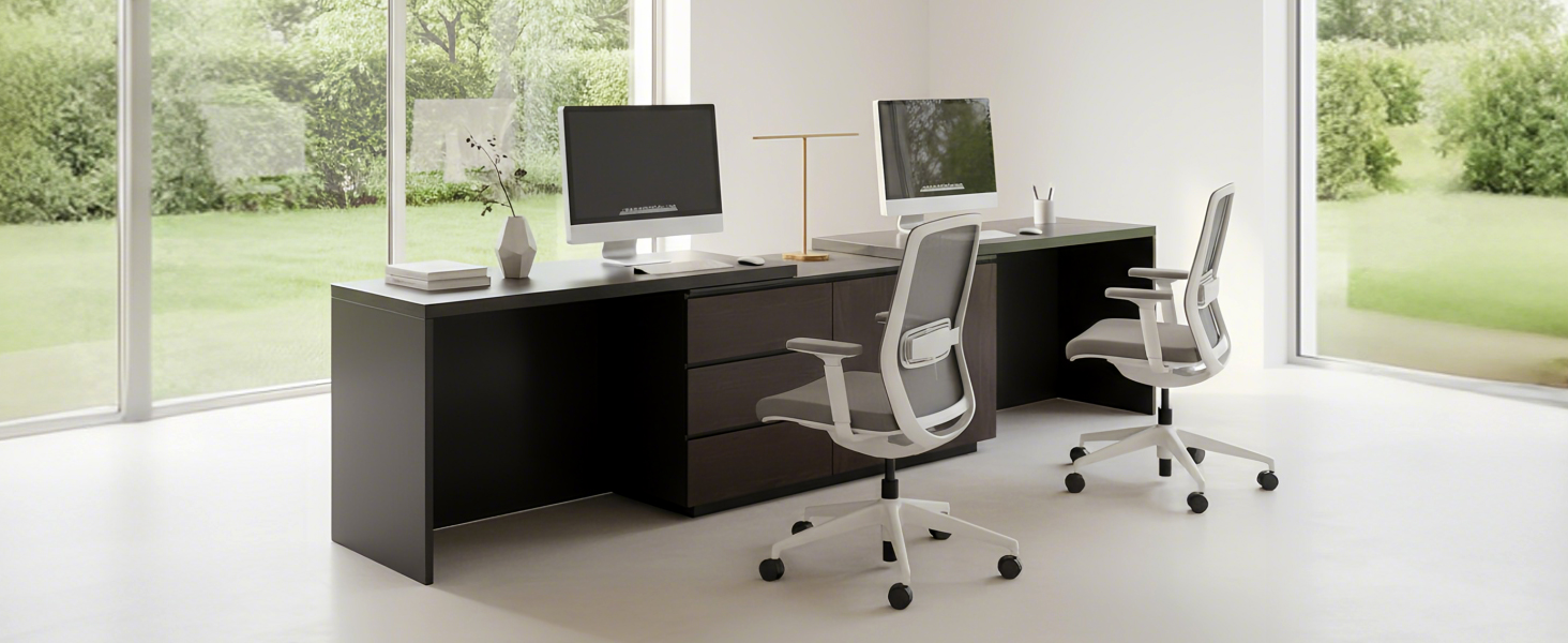 A spacious dual-seat desk