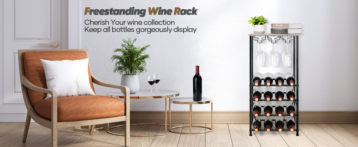 Wine Rack Table, FreeStanding Wine Bar Rack, Wine Bar