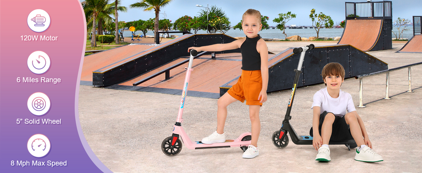 Caroma Electric Scooter for Kids Ages 68, 120W Rear Motor