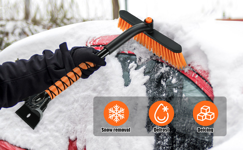 Oxyon Ice Scraper with Snow Brush for Car Windshield, 2