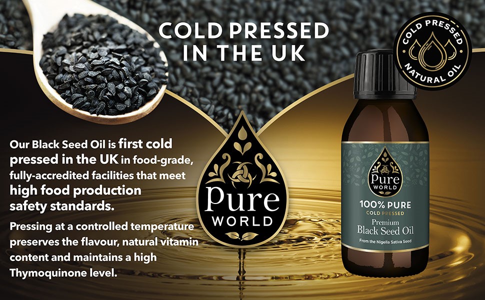 Pure World Black Seed Oil 100ML High Strength Thymoquinone 100% Pure - Black Seed Oil With Highest Thymoquinone