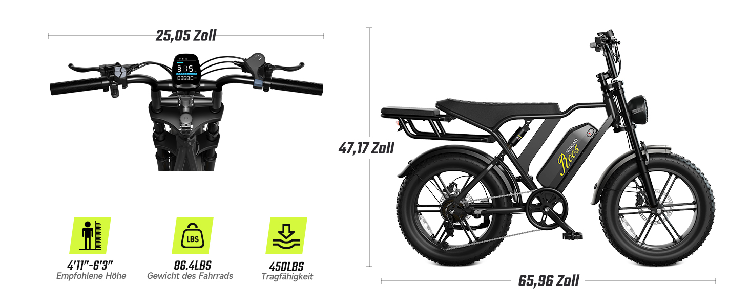 SISIGAD E Bikes Mountain bike Fatbike 20 Zoll Elektrofahrrad Herren Damen Elektro Fahrrad