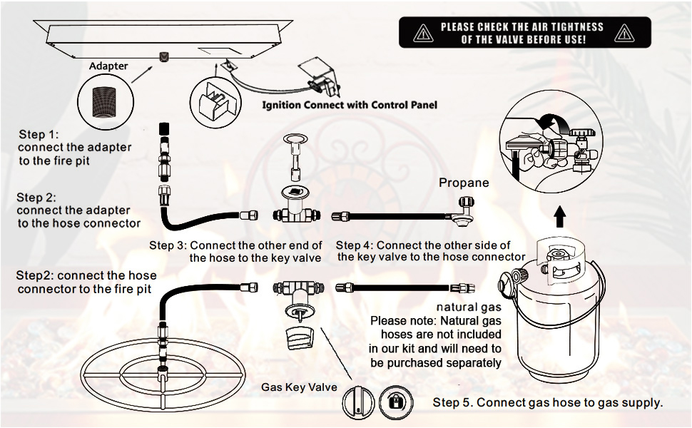Hisencn Fire Pit Burner Ring Kit 24 Inch, 304 Stainless Steel Fire Pit Insert Round