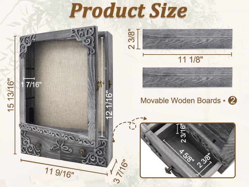 KWYADLUO Large Grey Shadow Box with Light, Pet Memorial