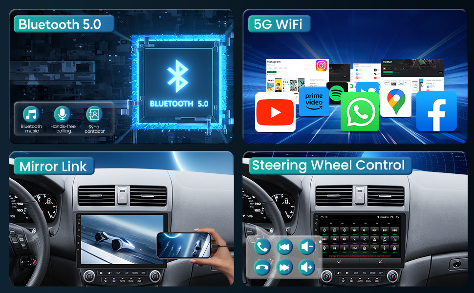 8Core 4+32G Car Radio for Honda Accord 20032007, 1280x800