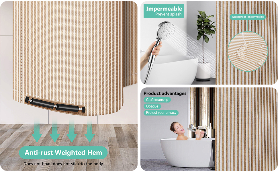 TRUSTLIFE Yellow Striped Shower Curtain Wet Room Shower Curtains