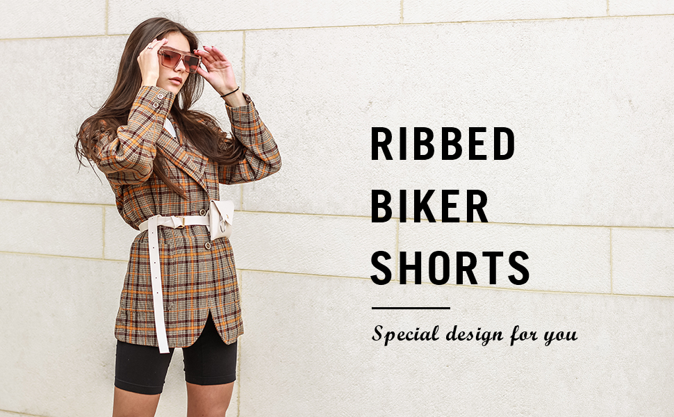 womens ribbed biker shorts