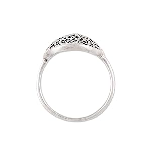 Novica,Silver,Ring,Jewelry,Accessory,Tree,Gift,For Women,Handmade,Metal,Band,Jali Work,Oxidised,Art