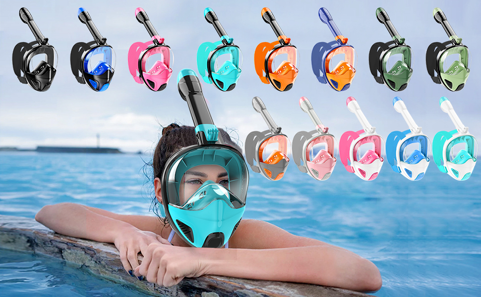 Ezire 2023 Full Face Snorkel Mask Adults, Snorkeling Gear for Adults with