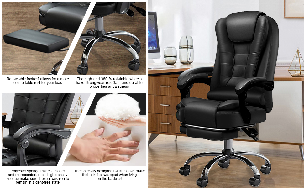 XUEGW Home Computer Chairs Office Chairs Big and Tall Desk Chair Back