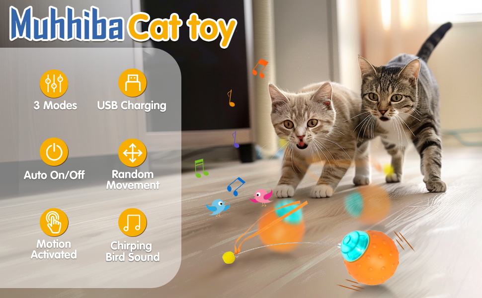 Muhhiba Interactive Cat Toys Balls, Automatic Moving Cat