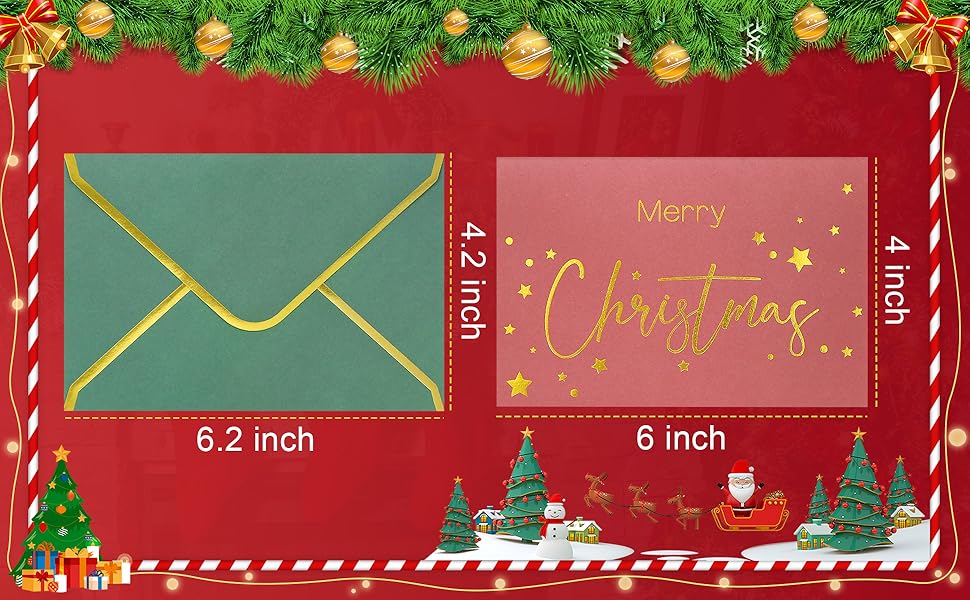 30 Pack Gold Foil Merry Christmas with Envelopes 4x6