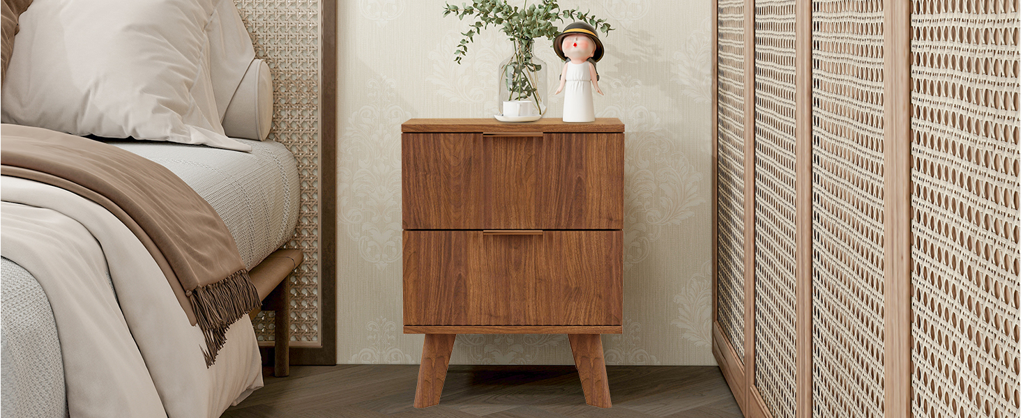 Nightstands Set of 2 with Drawers, Modern Large Striped Bed