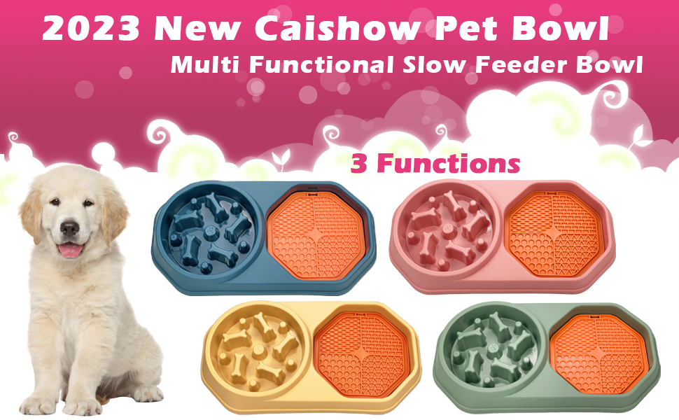 CAISHOW Multifunctional Slow Feeder Dog Bowl Slow Feeder