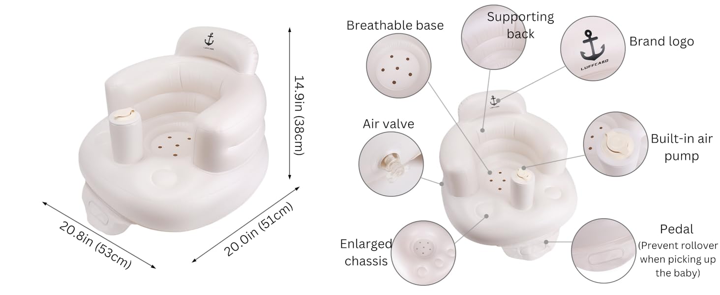 LUFFCABO Inflatable Baby Seat, Baby Sit Up Chair with