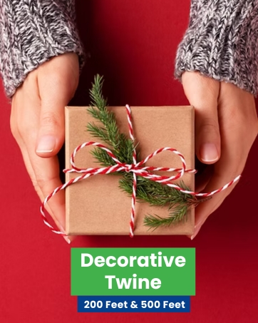 Festive decorative twine for gift wrapping