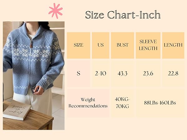 Quzak Fair Isle Cardigan Sweaters for Women, Double Zipper