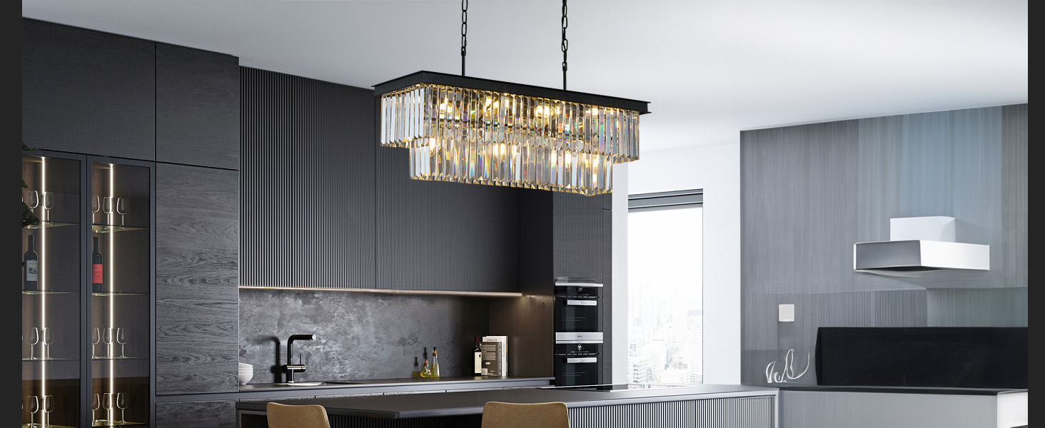 Rectangular Crystal Dining Room Chandelier