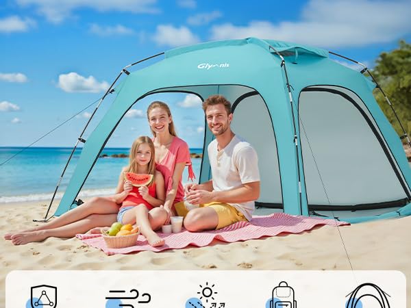 【2個セット】POP UP SUNSHADE ON WIDE SCREEN SUN NINJA Beach Tent Sun Shelter UPF50+ - Easy Pop Up Beach