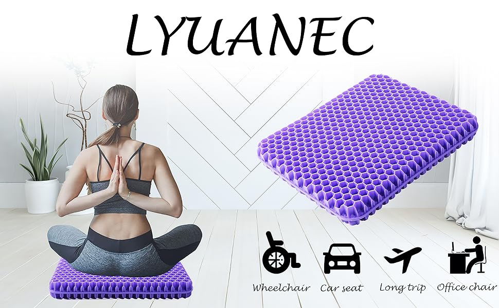 LYUANEC Gel Seat Cushion for Long Sitting, 2.4 Inch Ultra