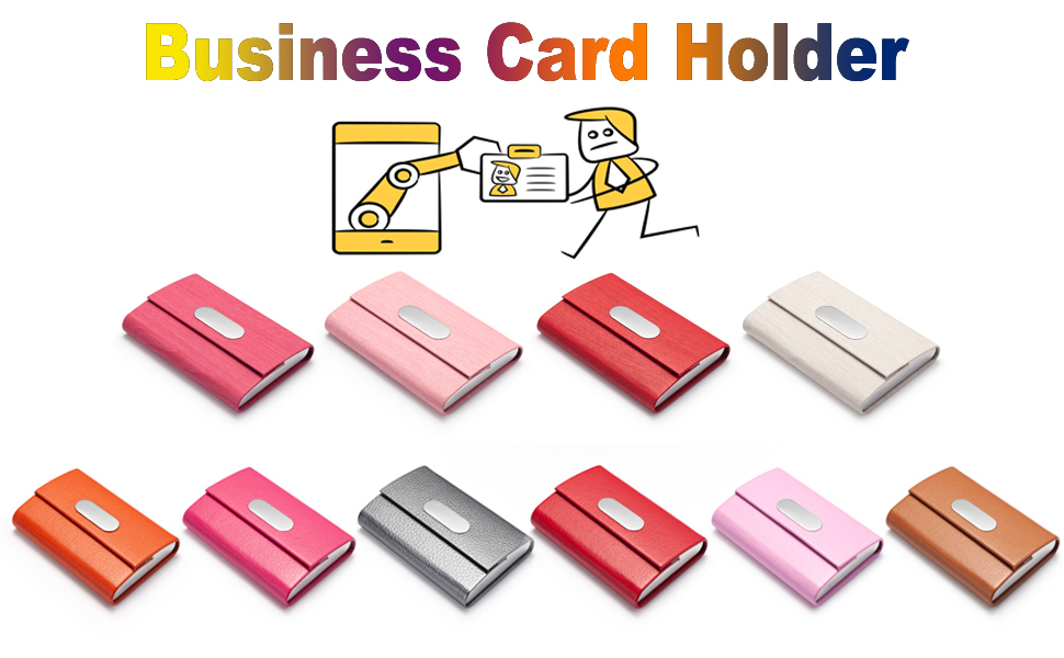 FACATH Business Card Holder, PU Leather Slim Business Card